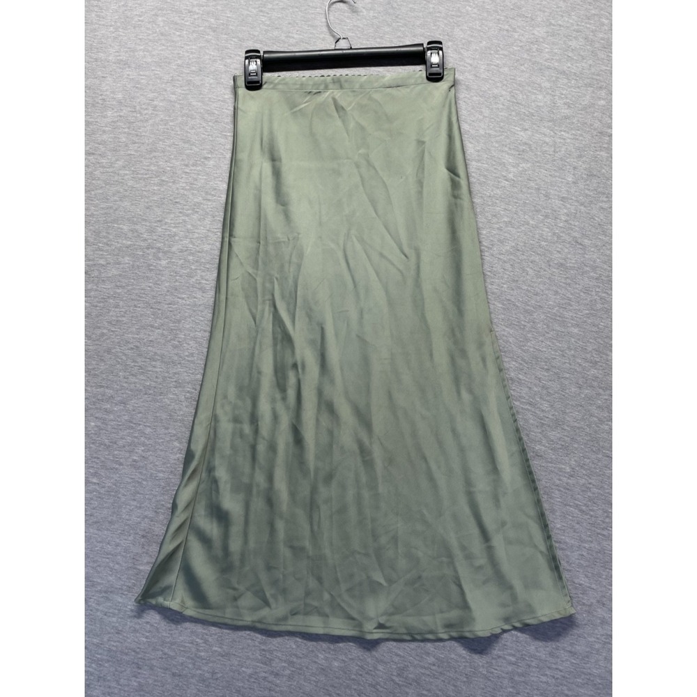 The Workshop Maxi Slip Skirt Womens Small Sage Green Side Ankle Slit Summer Wear